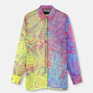 Versace Jeans Couture Abstract Print Sheer Shirt Multi Women’s Size 38/US 2